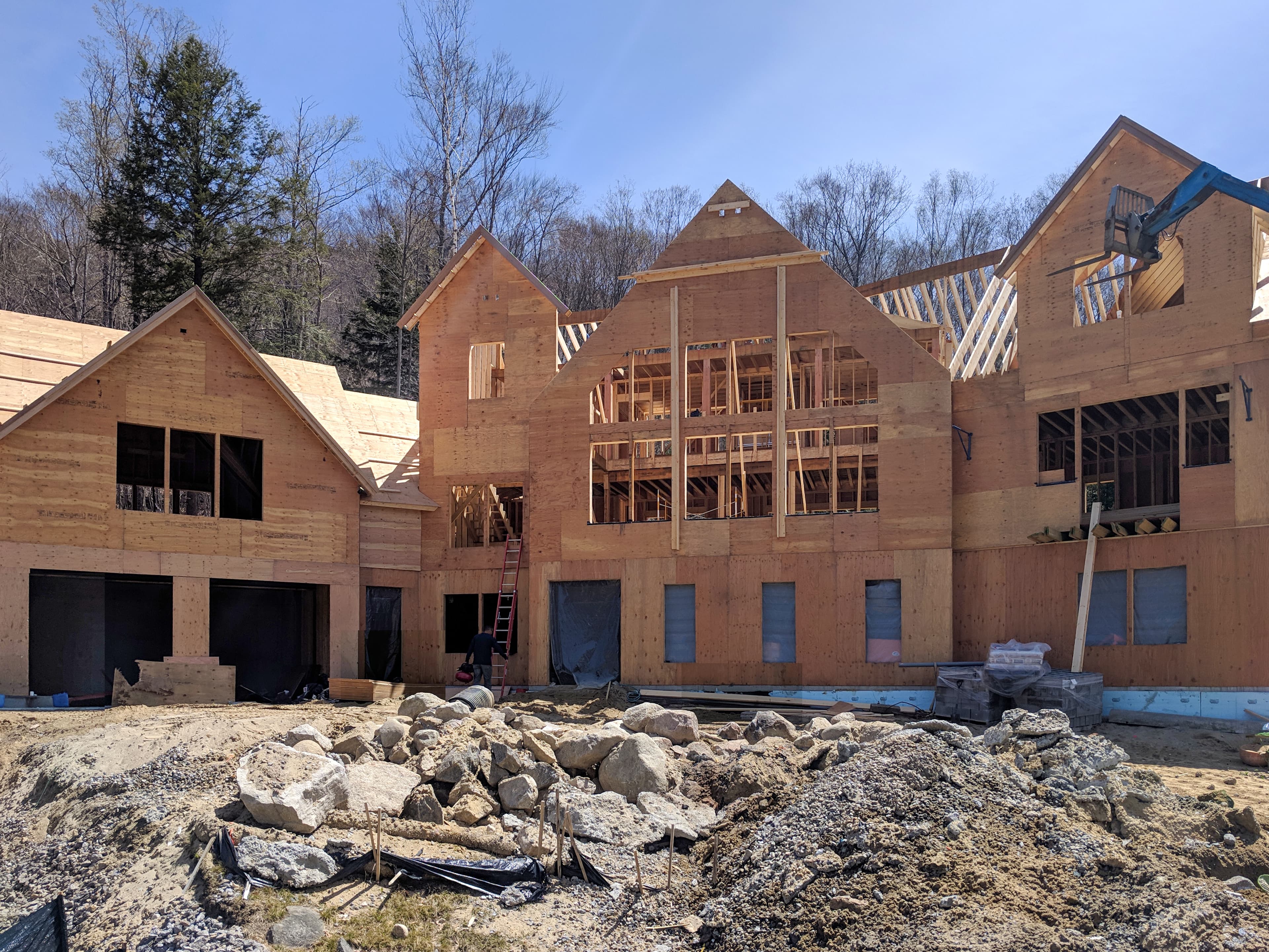 Loon Mountain custom home mid-framing — Longfellow Design Build
